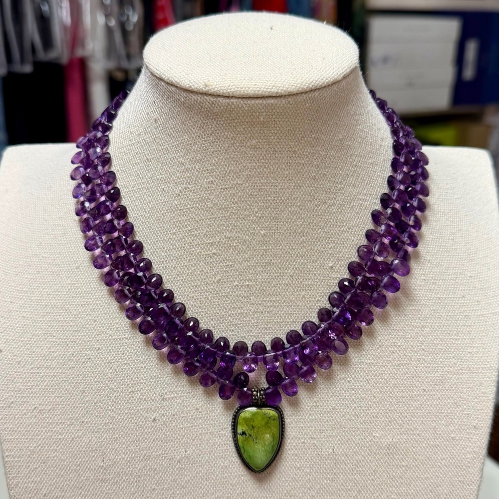 Collector-Grade Amethyst & Natural Royston Turquoise Necklace | Sterling Silver